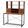 Baxton Studio Edwin Rustic Style Brown Wood and Metal 2-in-1 Bookcase Writing Desk 143-8111